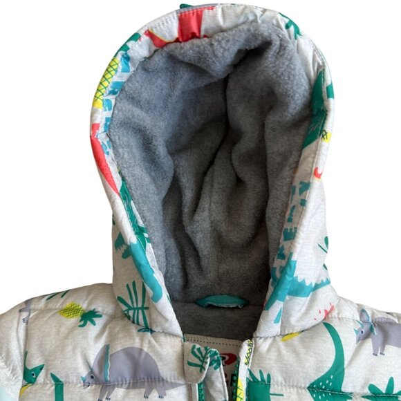 ROKKA & ROLLA Dinosaur Print Lined Winter Puffer Coat Size 6-9 Months - Picture 9 of 10